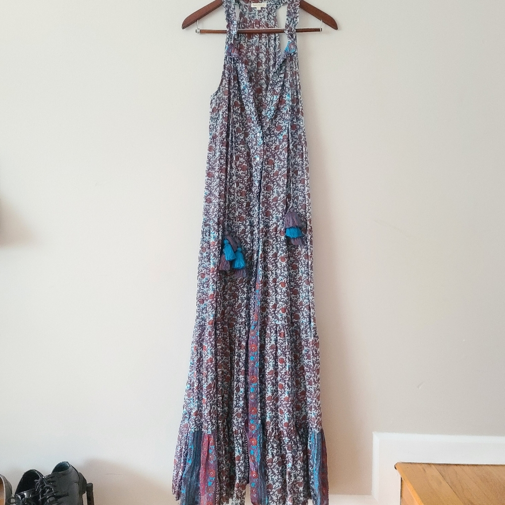 Poupette St. Barth Floral Maxi Dress - Blue and White